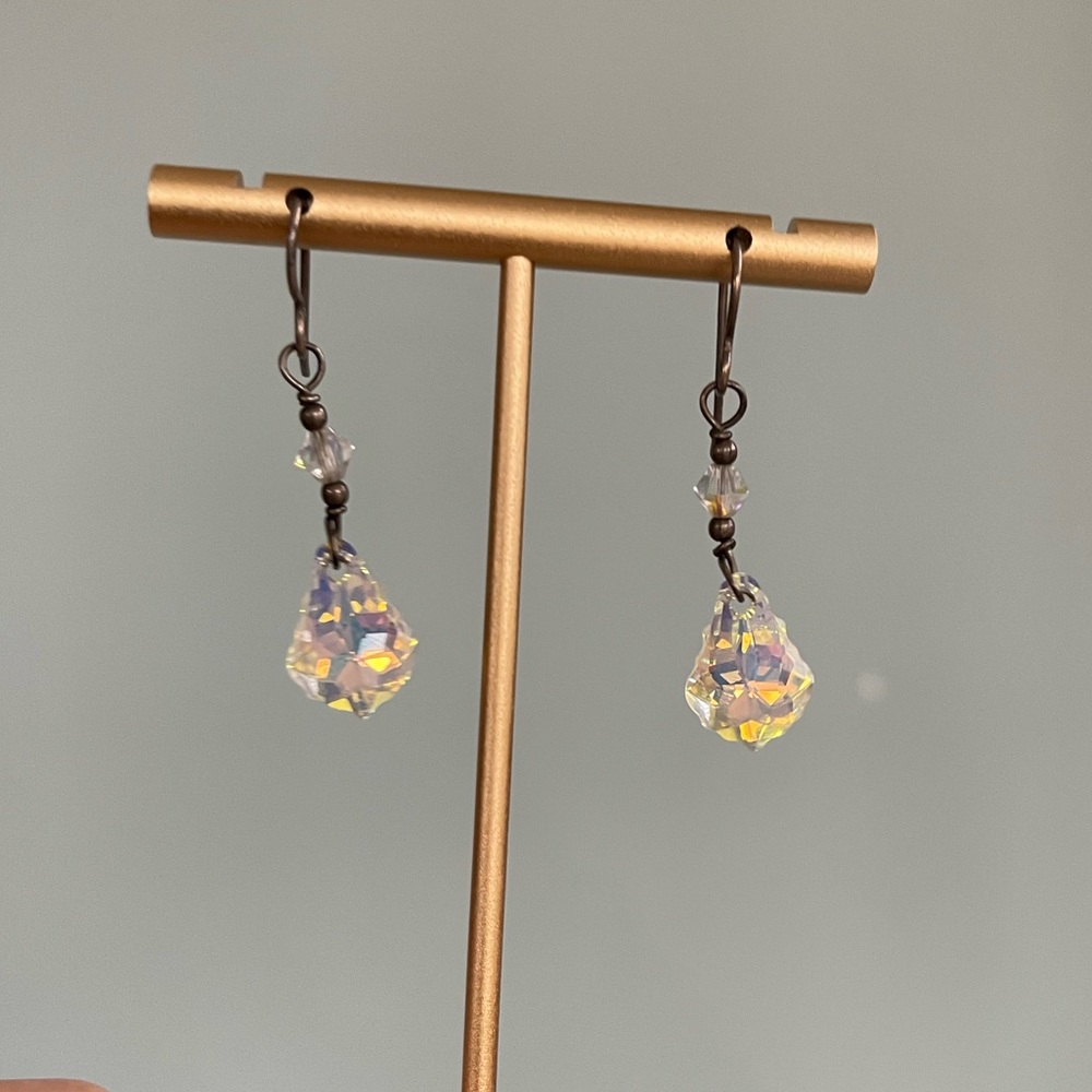 Anthropologie Rainbow Crystal Dangle Earrings